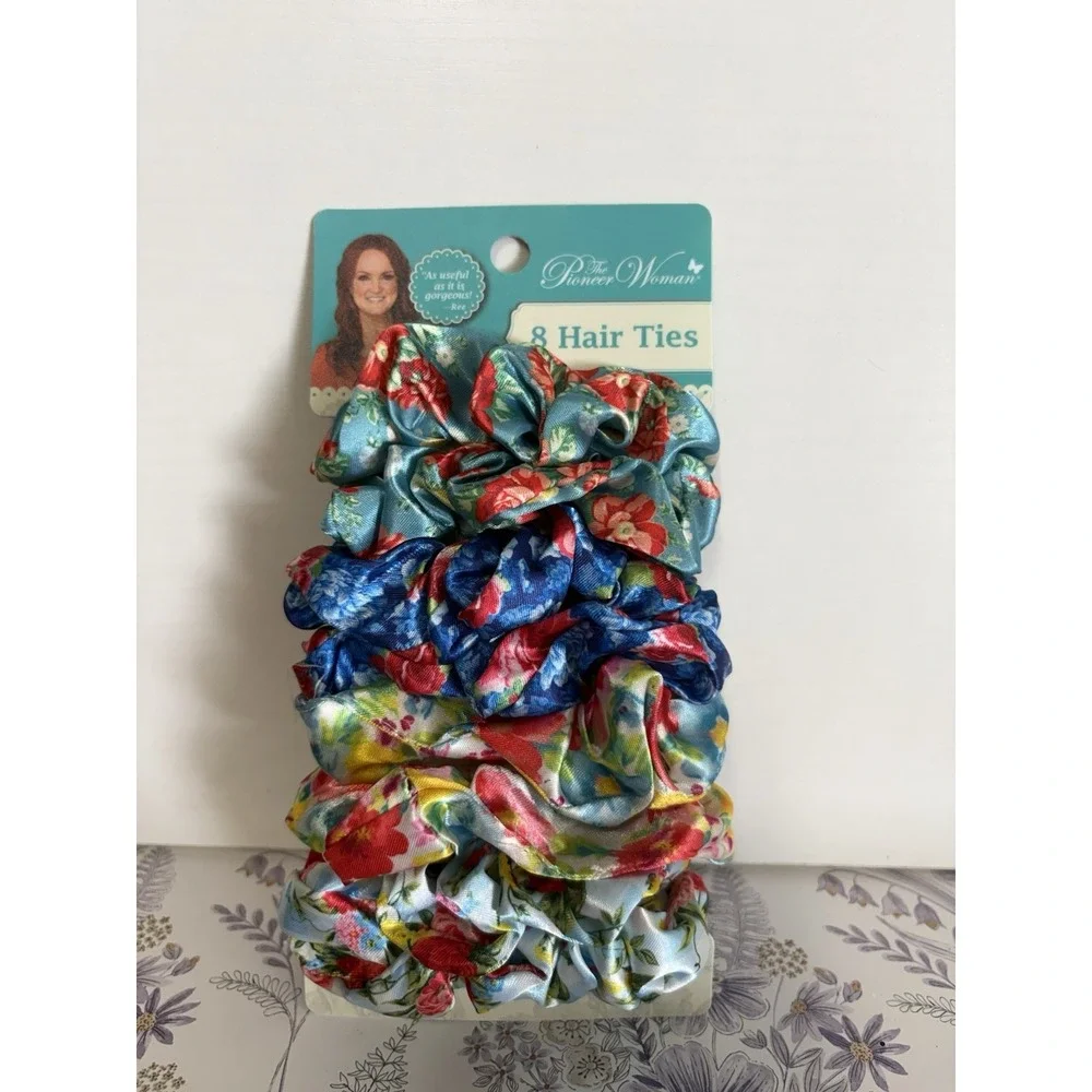 Pioneer Woman Hair Ties Pack of 8 Vintage Floral Design Scrunchie accessories